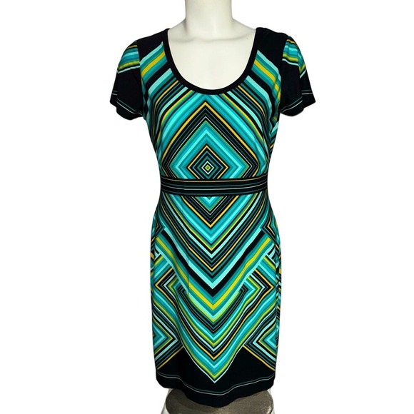Calvin Klein Dresses & Skirts - Calvin Klein Women's Sz 6 Stretchy Dress Teal Black Yellow Excellent Condition